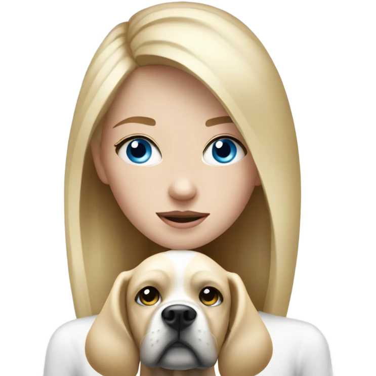 Blonde hair blue eyed girl with black and white face dog   emoji
