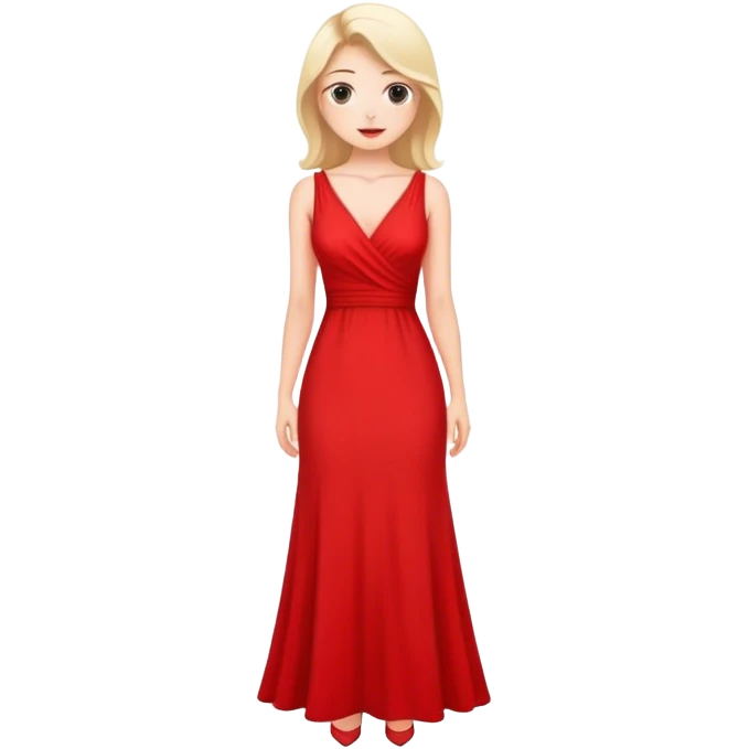white conservative woman in long red dress emoji