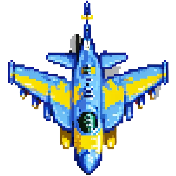 Ukrainian Su-27 fighter jet with blue and yellow national colors, airforce emoji