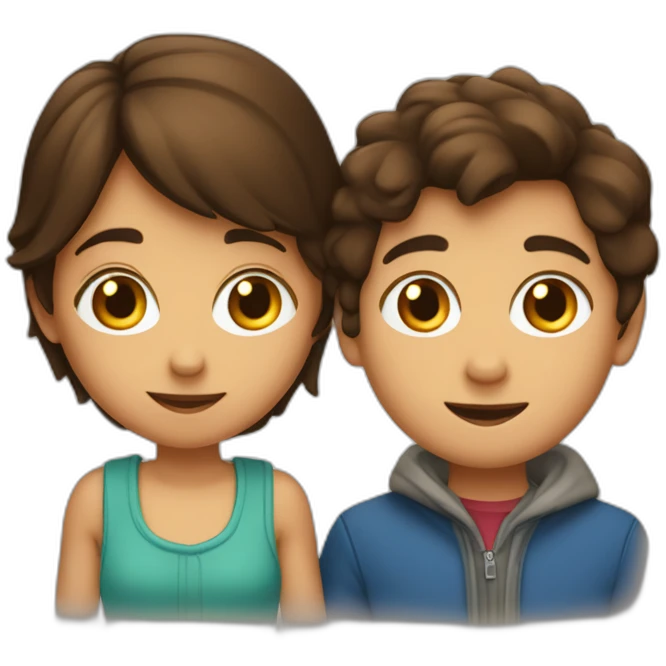 Une fille brune et un garçon brun dans un cœur emoji