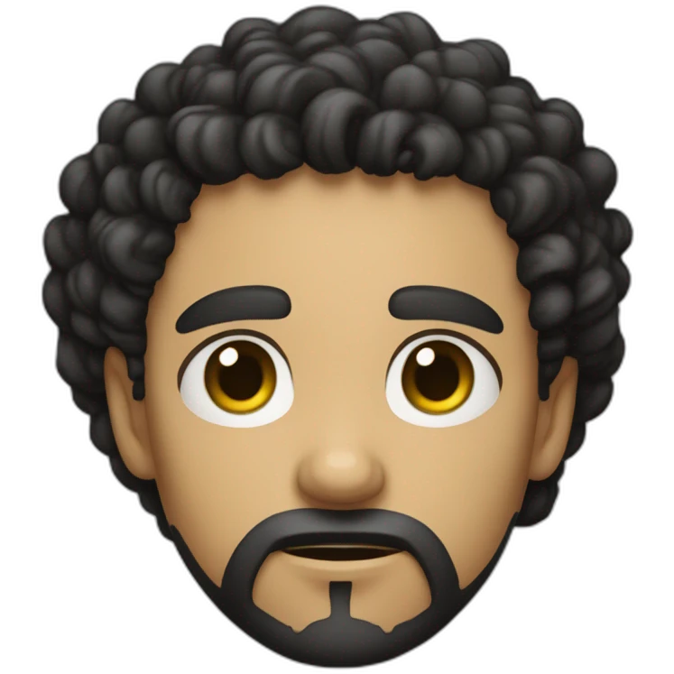 young light-skinned man with curly black hair with black tendrils goatee beard attitude of disgust emoji
