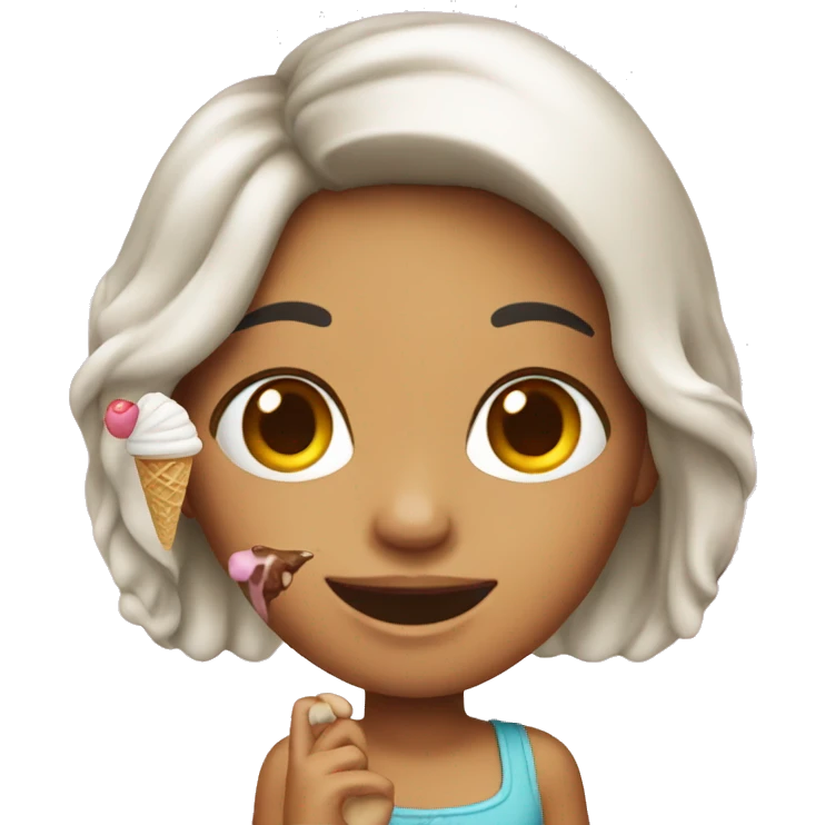 Girl earing icecream emoji
