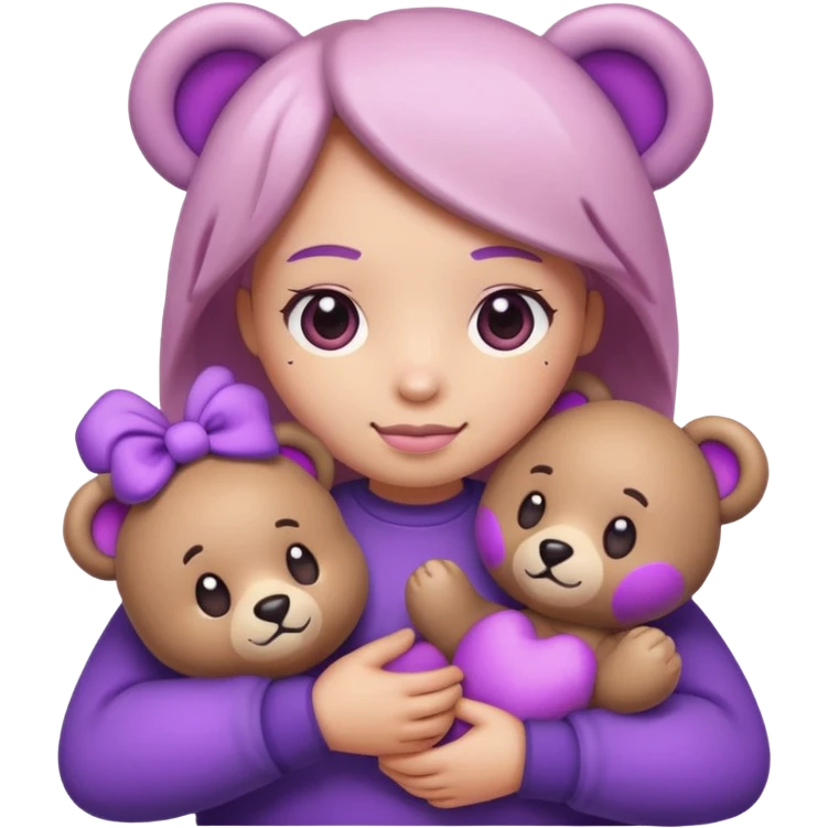 blushing emoji holding bear plushie but it’s purple tinted emoji