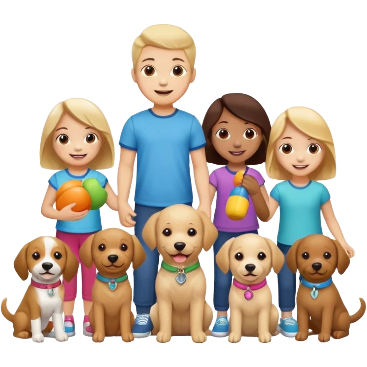 children with dog toys emoji