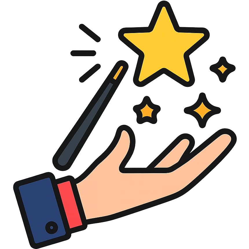 nimble hand performing a magic trick, color outline icon emoji