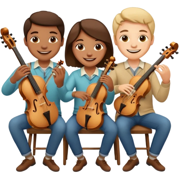 Create an imagine of three people playing string instruments emoji