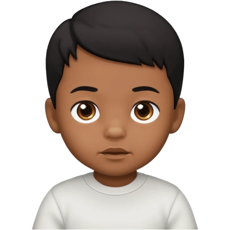 Baby boy with black hair and brown skin and black eyes emoji