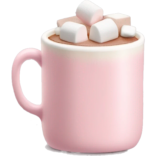 Light Pink mug of hot chocolate with marshmallows  emoji