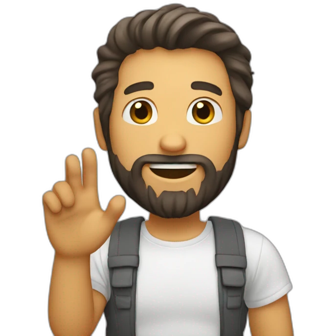 beard guy waving hand emoji