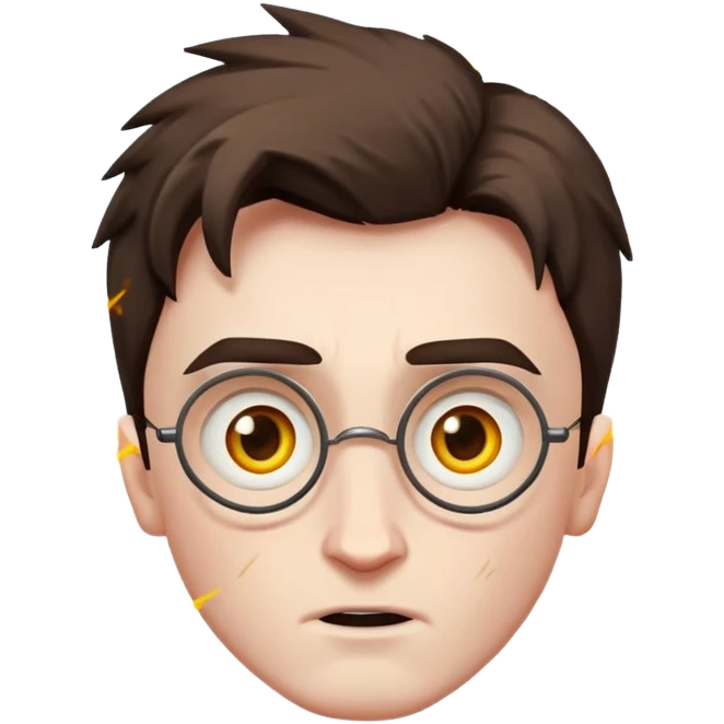 Harry Potter, in the middle of the forehead appear a Lightning-shaped scar  emoji