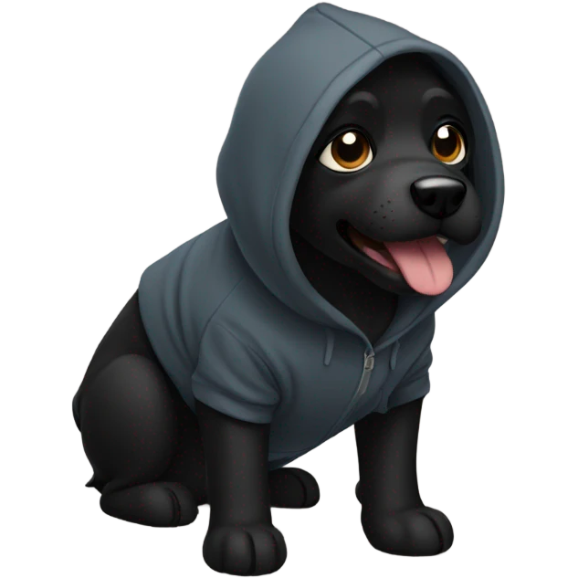 Black Dog wearing a hoodie emoji