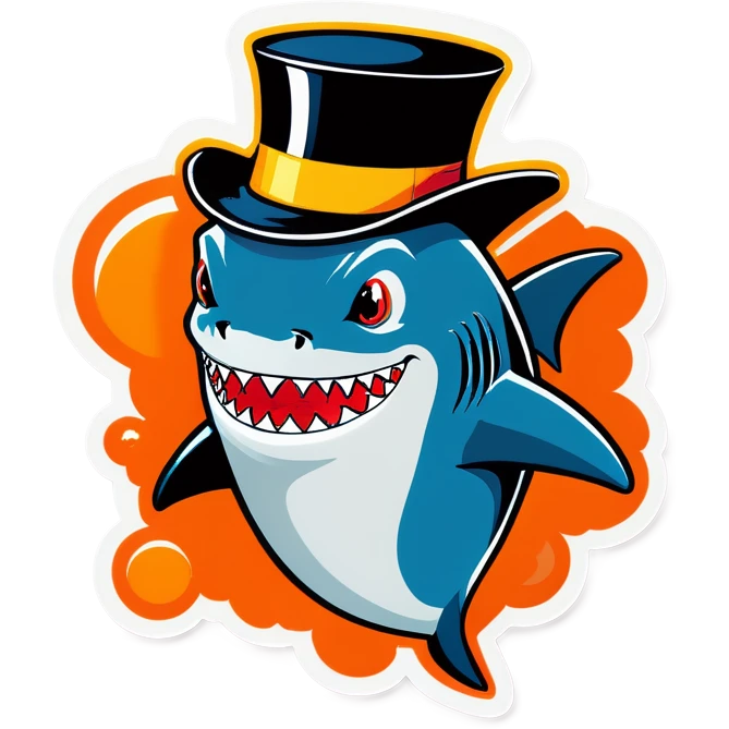 Shark with a top hat emoji