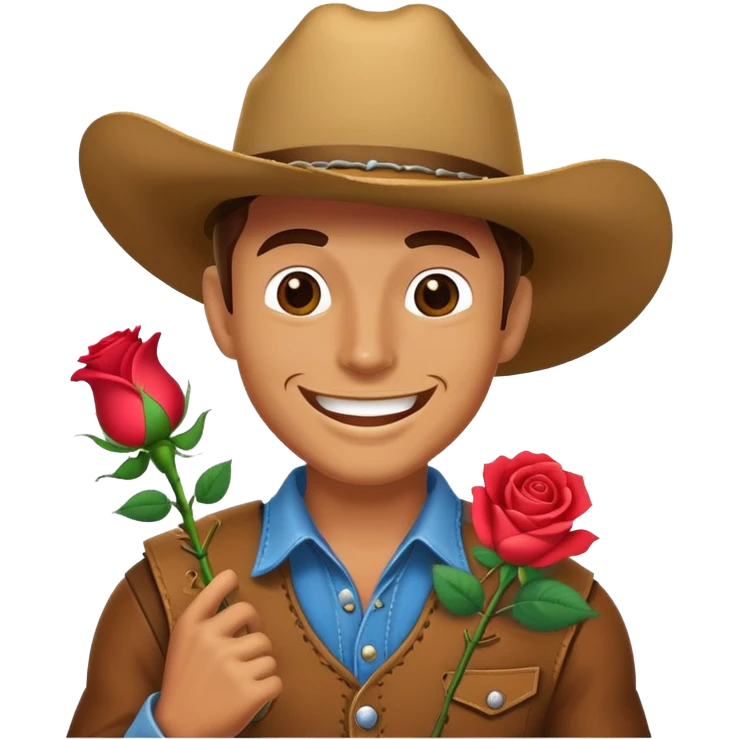 Cowboy emoji with rose in mouth  emoji