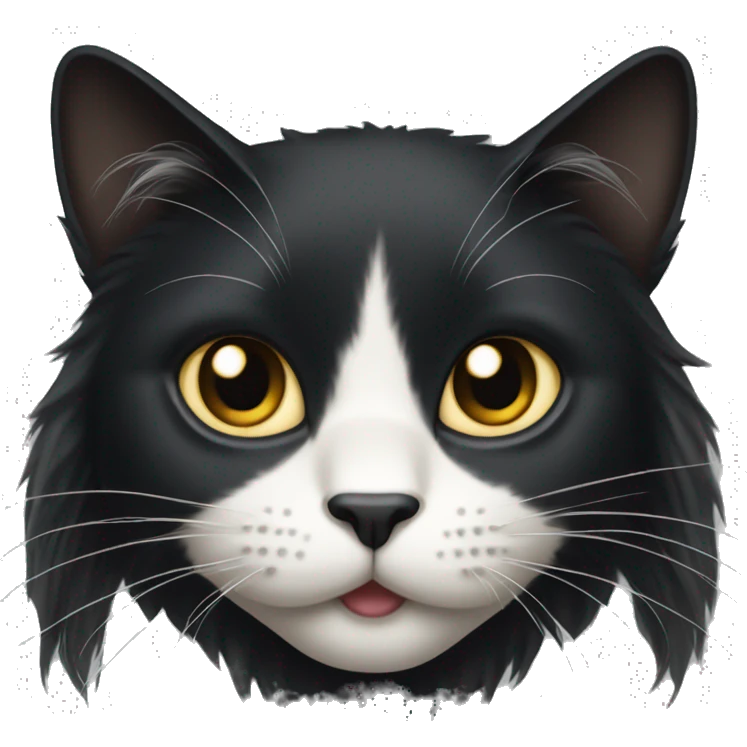 black cat long-haired with half white head emoji