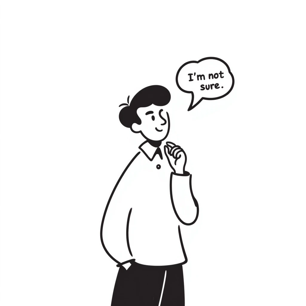 Chinese man with a thought bubble saying "I'm not sure." emoji