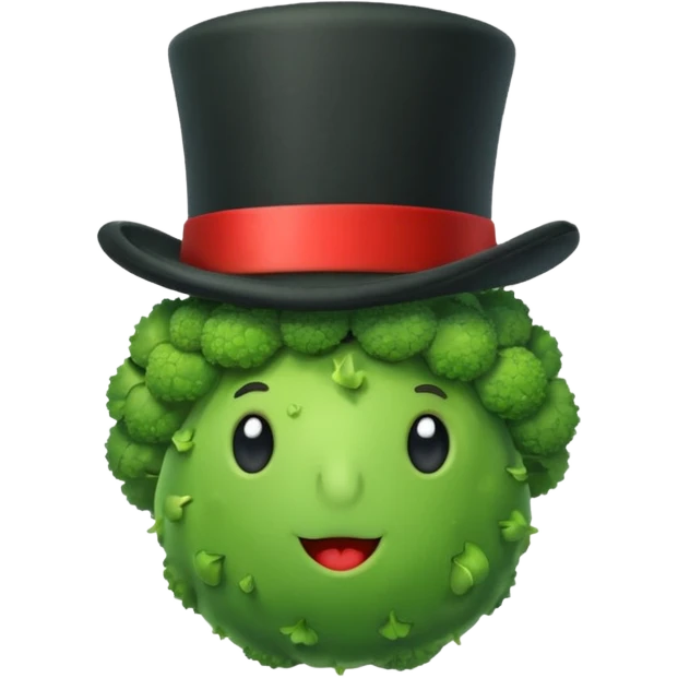 green vegetable with a top hat emoji