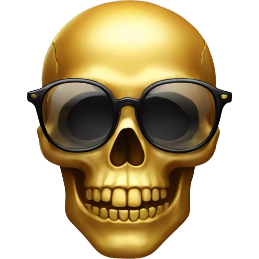 Golden Skull with glasses emoji