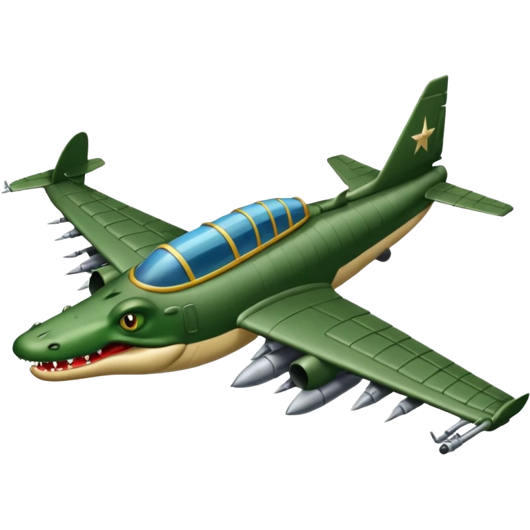 Un cocodrilo con cuerpo de avion de gerra y que el avion sea negro emoji