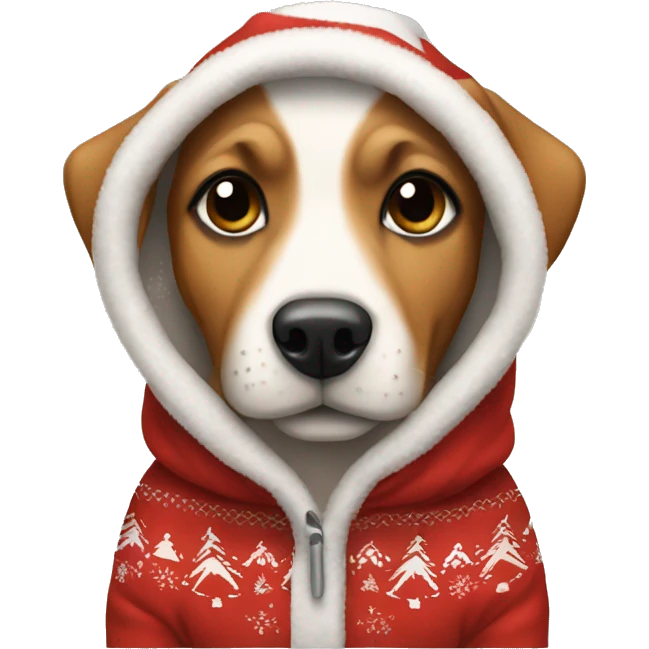 Dog wearing Christmas hoodie emoji