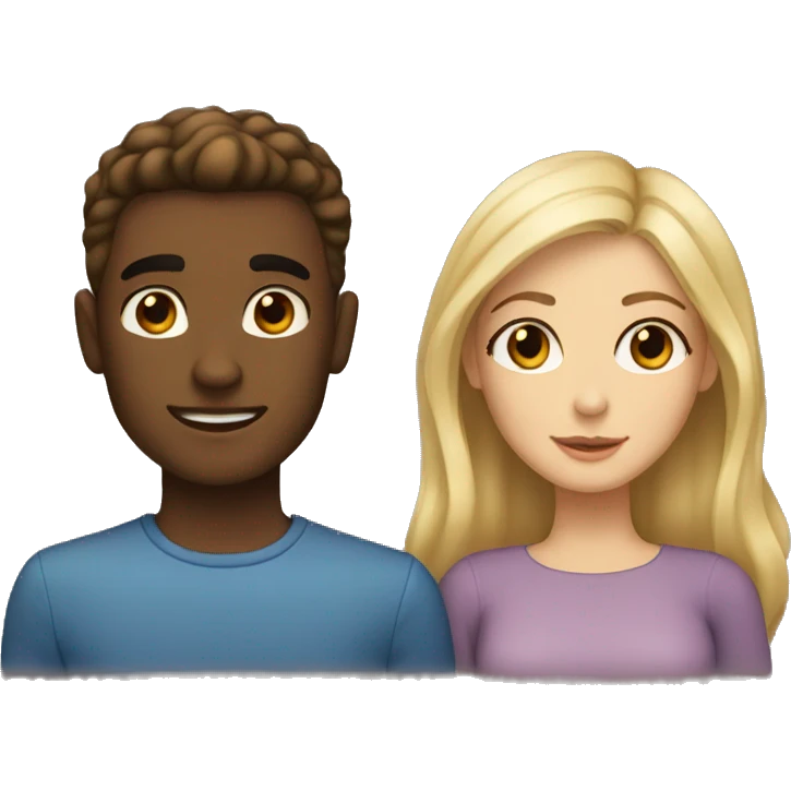 blonde girl with brown eyes and a guy with brown hair and brown eyes emoji