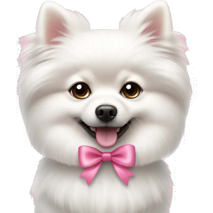 cute white pomerian dog with pink bow emoji