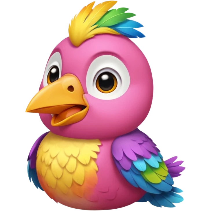 Bird singing with eyes closed and face looking upward. Cute color emoji