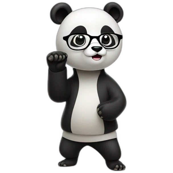a serious panda bear with glasses doing tai chi emoji