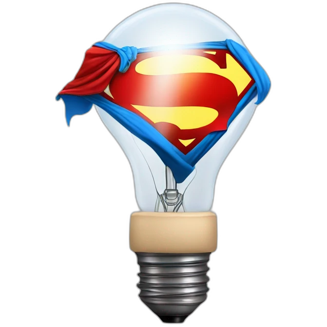 bulb with superman cape not male with a proud face emoji