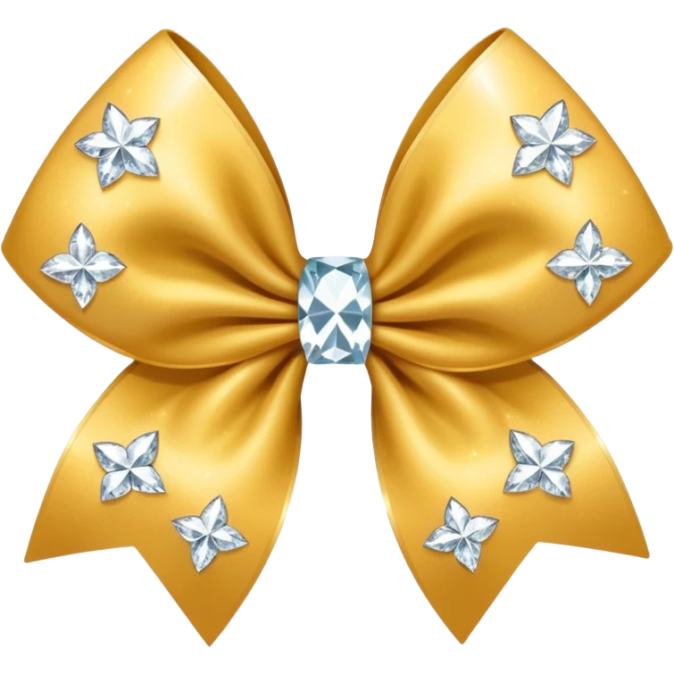 A diamonted cheer bow in gold just diamonte in middle tiny ones emoji