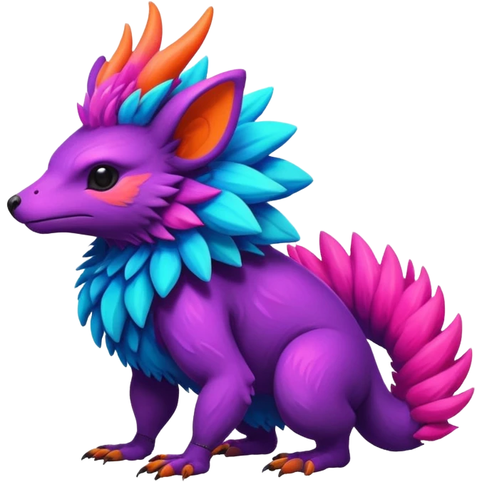 Dark vibrant pastel bright neon colorful edgy exotic painted Fakémon-Pokémon-Vernid-creature emoji
