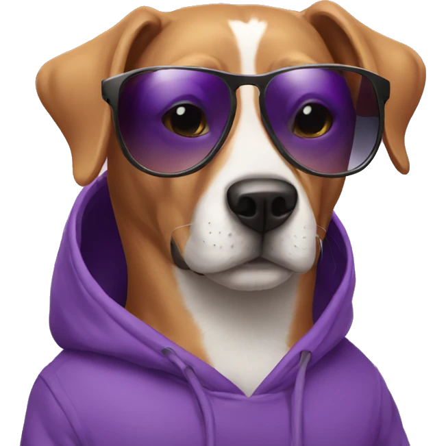 dog with purple hoodie and sunglasses  emoji