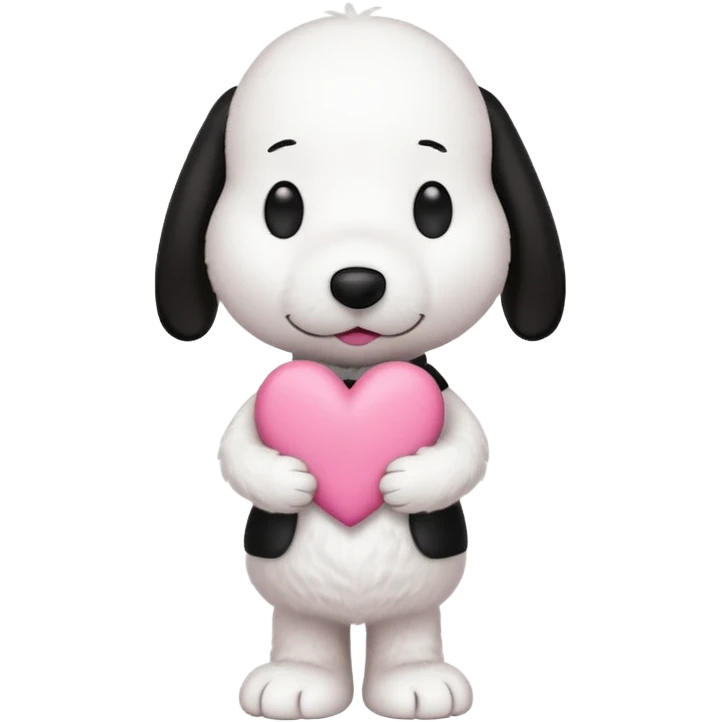 snoopy con un corazón rosita entre los brazos  emoji