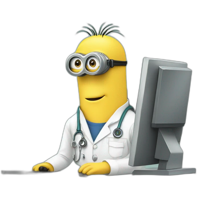 Minion Vet on computer emoji