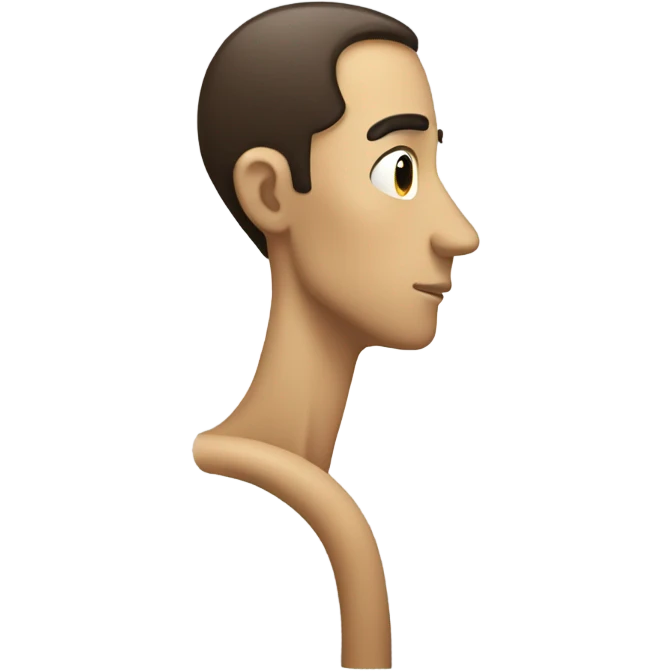Person with long neck, leaning forward and big back emoji