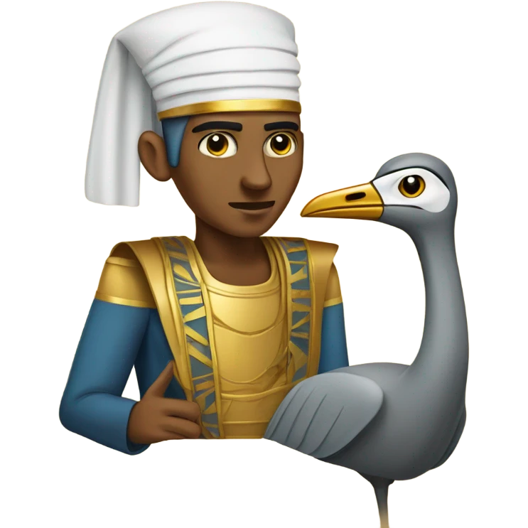 egyptian hieroglyphic of an egyptian man with the head of a crane emoji