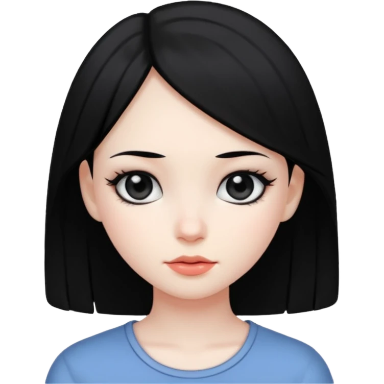 Girl with black hair and black eyes emoji