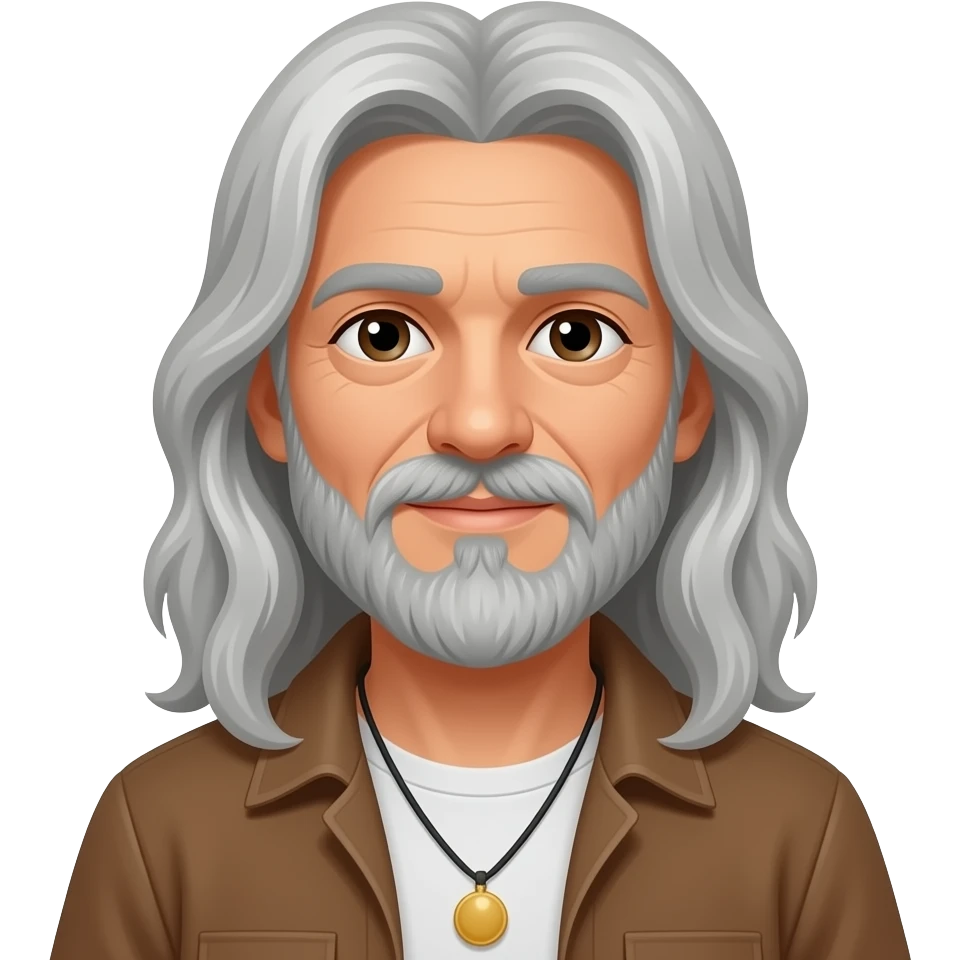 Man hippie, gray hair emoji