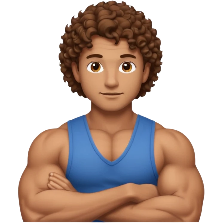 Hot male engineer with curly brown hair and muscles emoji