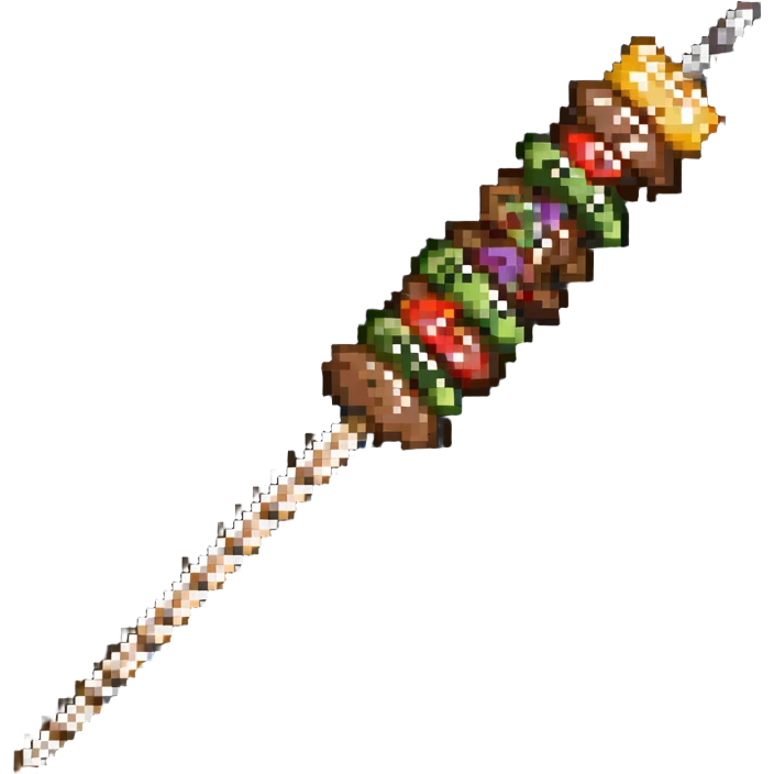 one skewer shish kebab, edible and tasty emoji