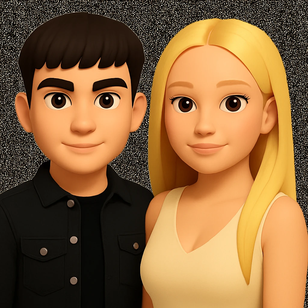 Slightly increase the volume of the upper body of the girl, slightly turn her to face forward, and make the skin color uniform. Maintain the cartoonish 3D avatar style in the image. emoji