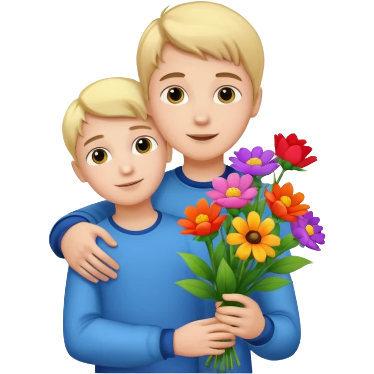 Boy namned Edvin holds flowers and gives it to Linnea emoji
