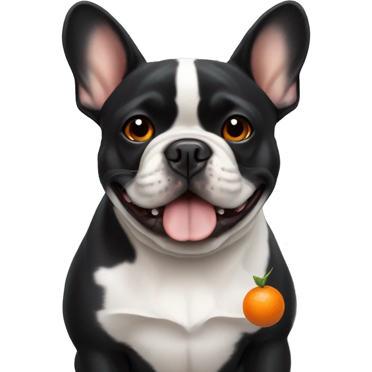Black French bulldog with white chest and orange shiba inu  emoji