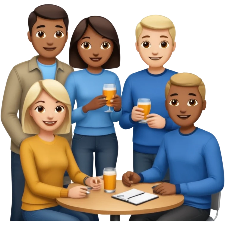 A large crowd of adults in casual clothing at an afterwork meeting emoji