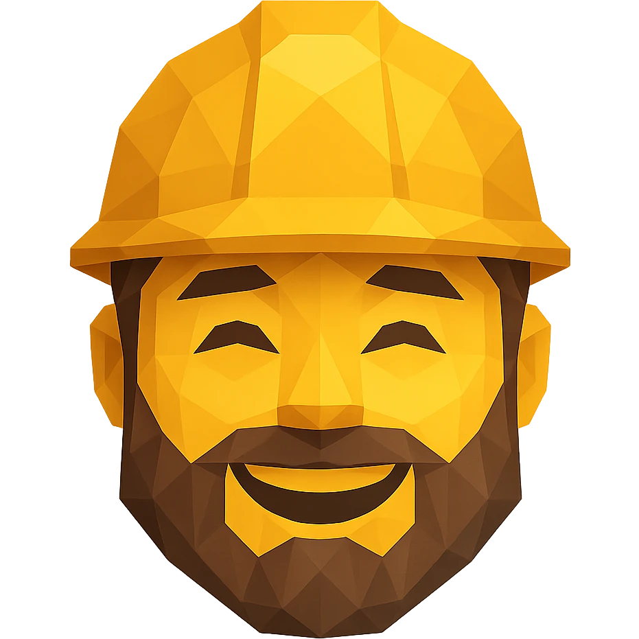 Create a realistic emoji character named Master Hunt. Hexagon shape, Helmet, The background should be transparent , for positive work culture. emoji