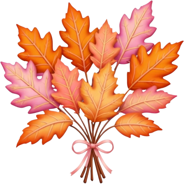 pastel autumn leaf bouquet pink orange emoji