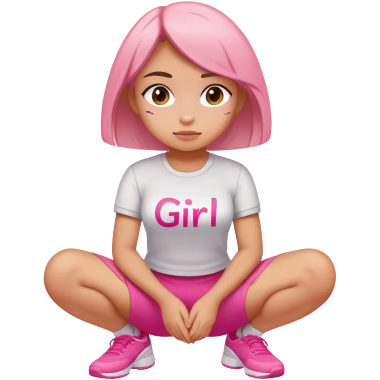  top with pink inscription “girl”  squatting emoji