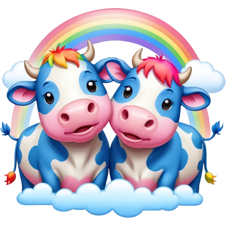 gay cows rainbow in love emoji