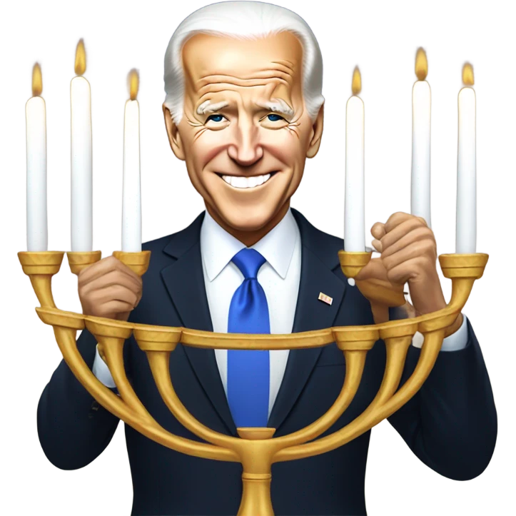 President Biden lighting a menorah emoji