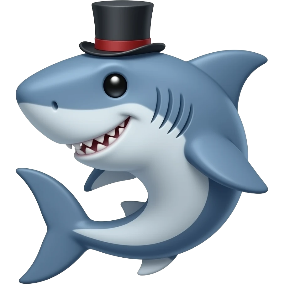 Shark with a top hat emoji