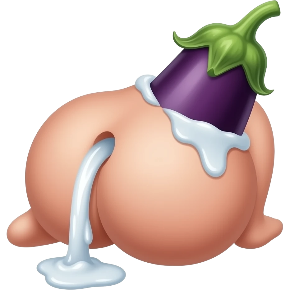 Eggplant in ass and white stuff comes out emoji